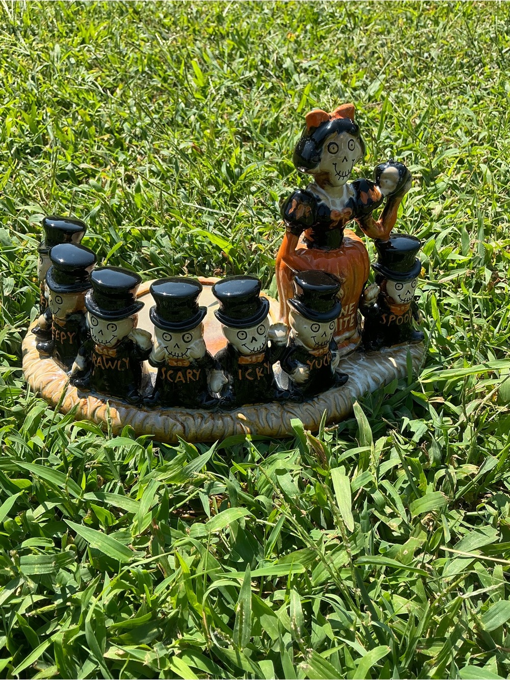 Yankee Candle Halloween Skeleton Candy Dish in Black Orange White